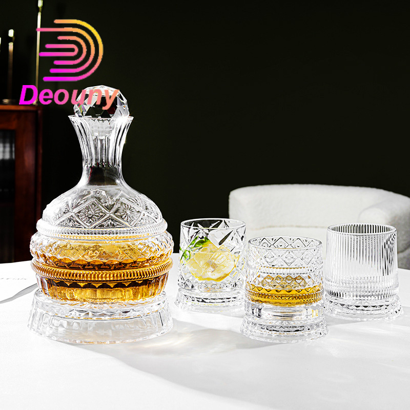Glass Decanter Whiskey - DEOUNY Europese Star Diamond roterende wijnkaraf