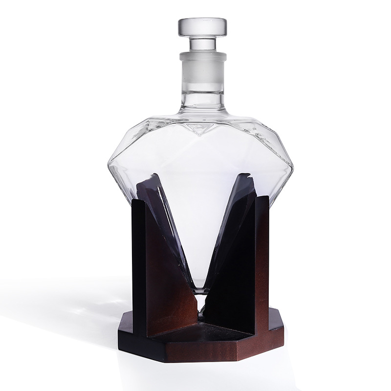 Glass Decanter Whiskey - Diamantgeslepen whiskykaraf 850ml - Borosilicaatglas met