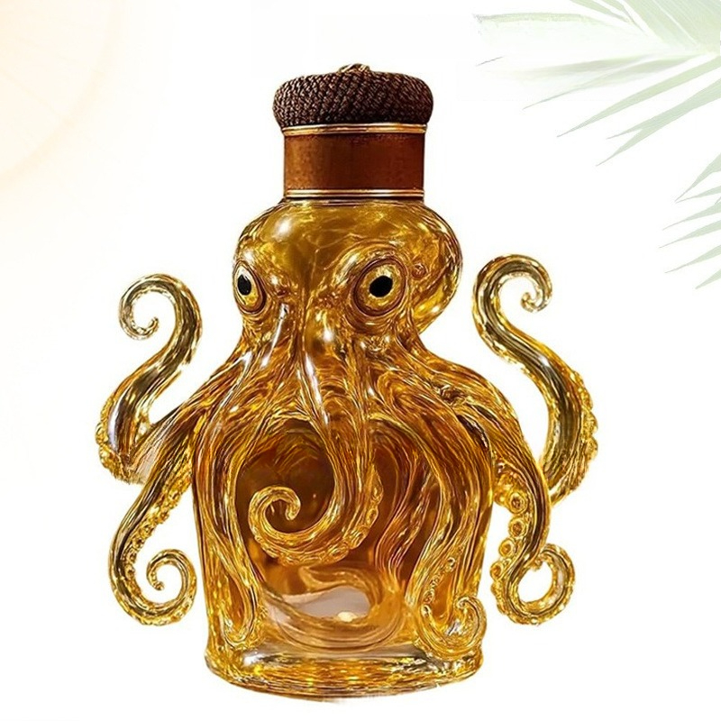 Glass Decanter Whiskey - 3D Gegraveerde Octopus Whisky Decanter Glazen