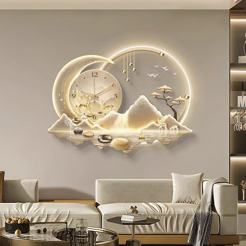 Luxury Lifestyle Aesthetic - Kunstmuurschildering Led-klok Muur Luxe ontwerp Minimalistische