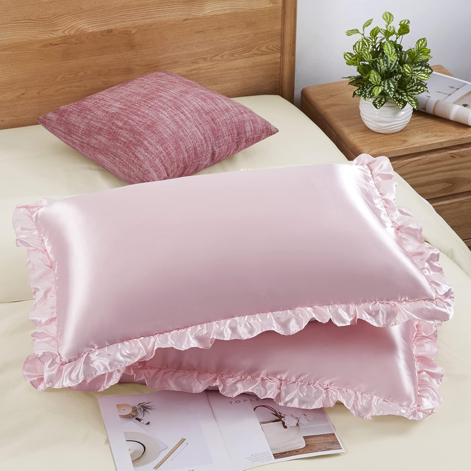 Silk Pillowcase Set - 2 stuks satijnen kussenslopen met ruches